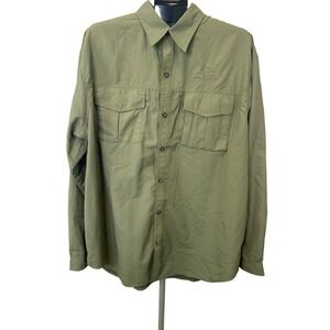 Ducks‎ Unlimited Olive Green Fishing Shirt Mens XL Long Sleeve Button Utility